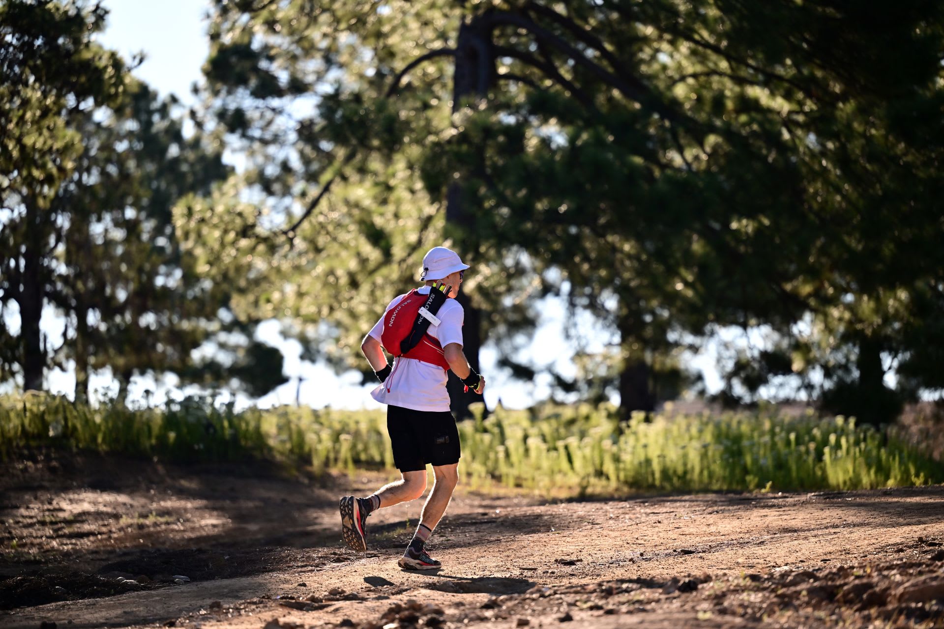 Coureur sur un sentier forestier du Rarámuri 118K à Chihuahua